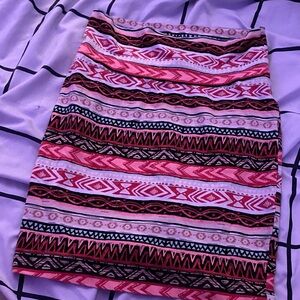 Charlotte Russe Pink and Black Patterned Pencil Skirt